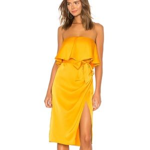 Midi ruffle strapless dress